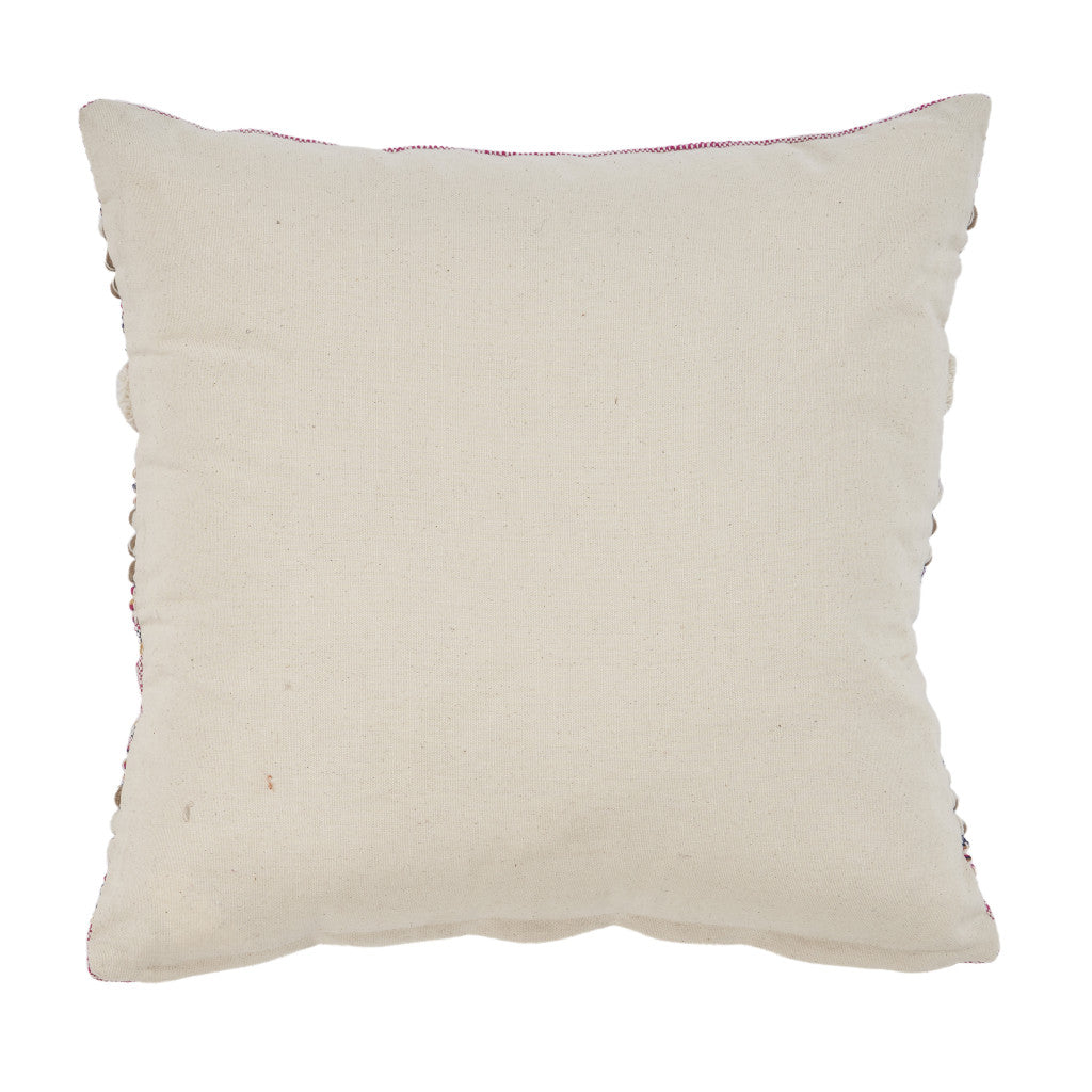 Set of Two Pink Striped Cotton Throw Pillows With Fringe-3