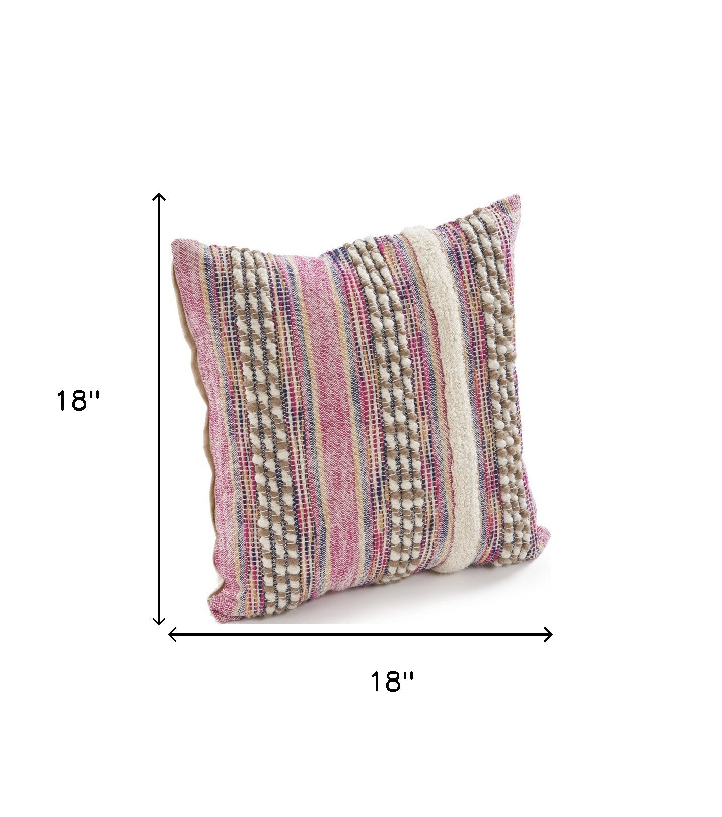 Set of Two Pink Striped Cotton Throw Pillows With Fringe-8