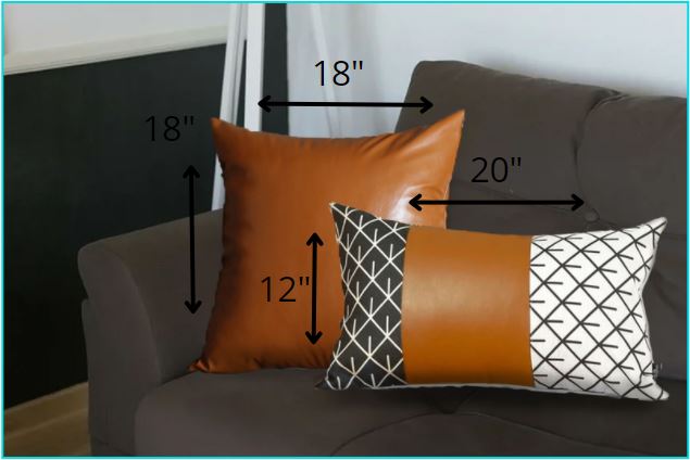 Set of 2 Rustic Brown Geometric Throw Pillows-6