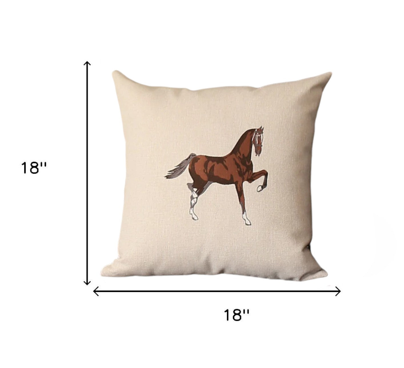 Set of Two Beige and Brown Horse Color Block Fabric and Faux Leather Throw Pillows with Embroidery-5