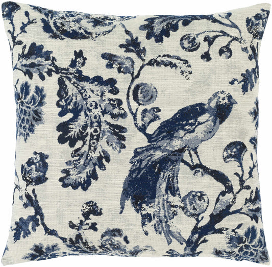 Agricola Navy Floral Bird Throw Pillow-0