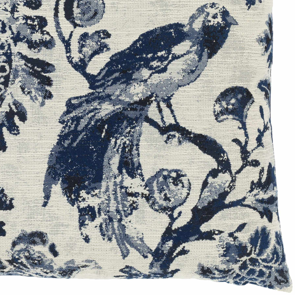 Agricola Navy Floral Bird Throw Pillow-1